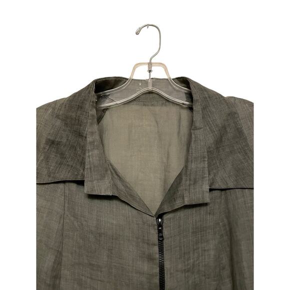 Babette SF Sheer Zip Up Jacket Women Size Small Olive‎ Green Woven Topper Boho - Picture 4 of 10